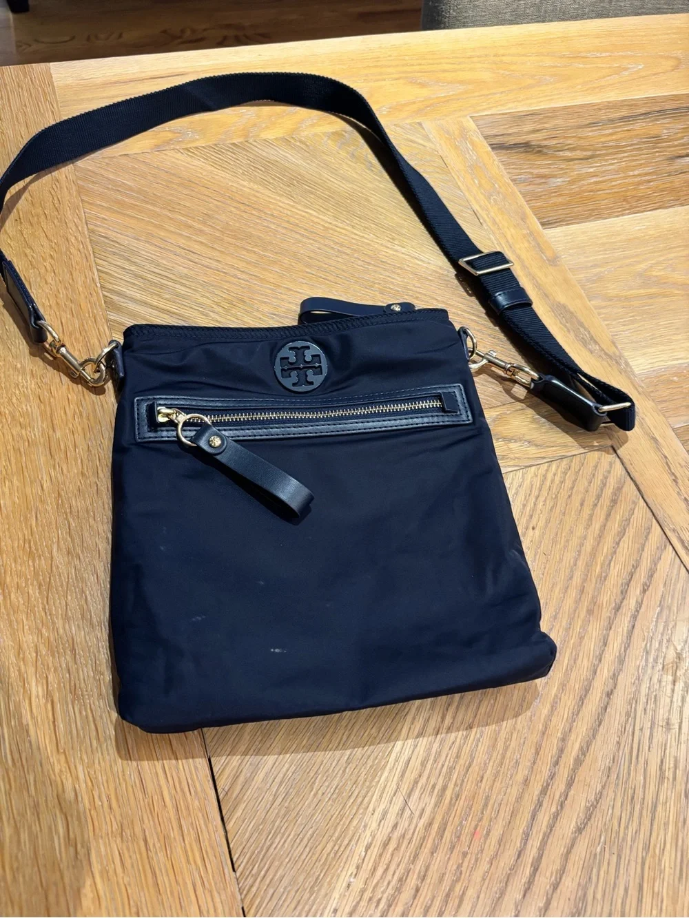 Tory Burch Black Nylon Crossbody Bag with Gold Hardware